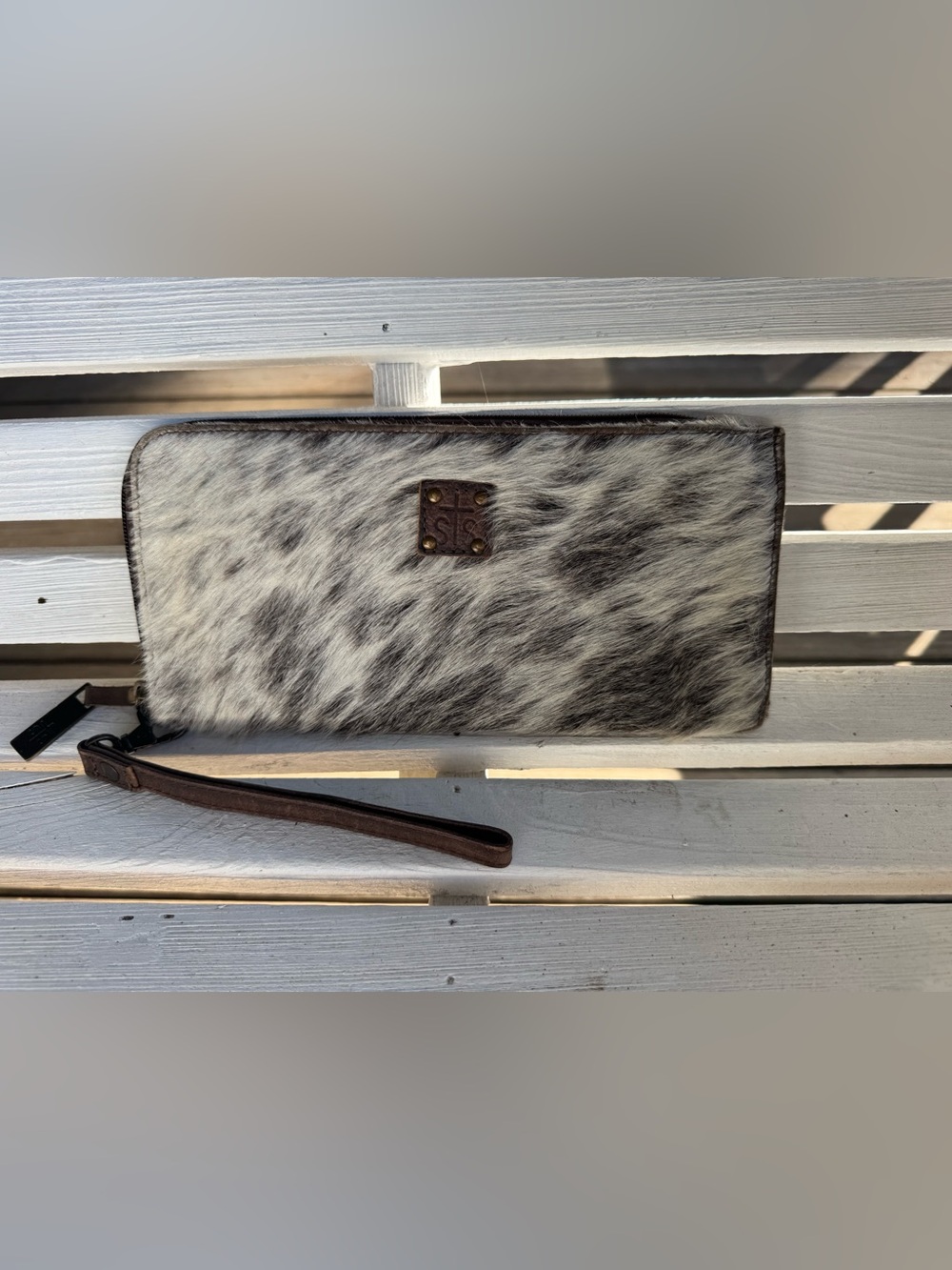 STS Ranchwear Classic Cowhide Clutch HAIRON wallet 11”x11”x2”